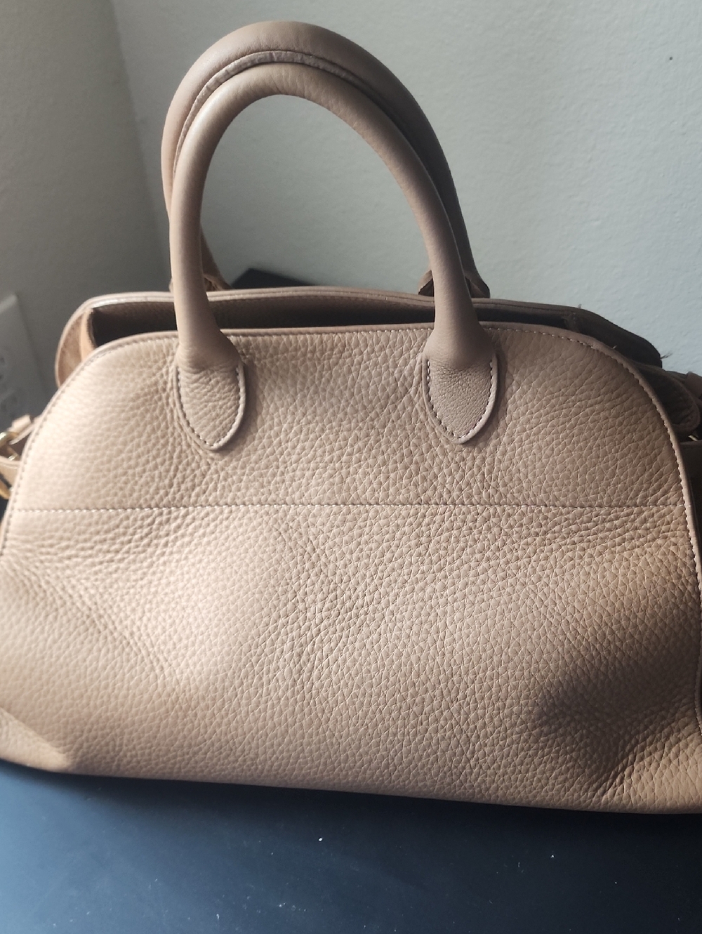 Taupe Leather Dome Satchel - Women Bags